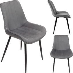 Silla de comedor tapizada de terciopelo en estilo loft, grafito