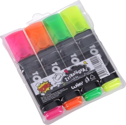 Set de resaltadores con punta biselada gruesa, 4 colores