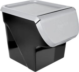 Caja de plástico para fruta y verdura con tapa abatible 13 l, gris