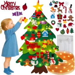 Árbol de Navidad de fieltro con LED KRUZZEL – decoración infantil DIY con velcro