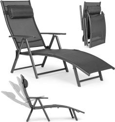 Tumbona de jardín plegable con respaldo ajustable, gris, MultiGarden