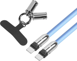 Cable USB‑C azul 2 en 1 con cordón para el cuello, 1 m