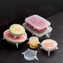 Tapas universales de silicona para alimentos, 6 uds. – blancas