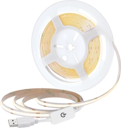 Solight tira LED COB 5 m blanco cálido 3000 K USB con interruptor 8 mm
