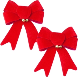 Lazos navideños de terciopelo de 13 × 16 cm, 2 unidades