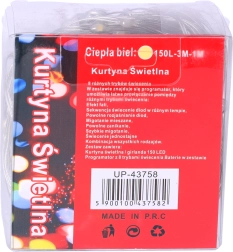 Cortina luminosa 3 m por USB – blanco cálido