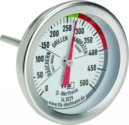 Termómetro de acero inoxidable para parrilla y ahumador 0–500 °C