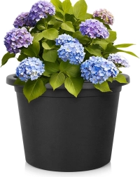Maceta de jardín de plástico negra redonda 39 cm
