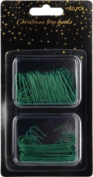 Ganchos verdes para adornos navideños de 3,5 y 6 cm, 150 uds.