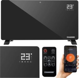 Kaminer Zelva calefactor eléctrico de vidrio 2500 W con Wi‑Fi y control remoto