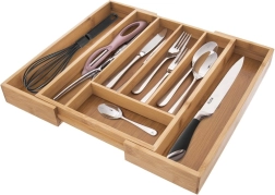 Organizador extensible de bambú para cajón de cubiertos 35,5 × 26 cm