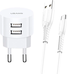 Cargador USAMS T20 con 2xUSB y microUSB