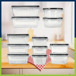 Juego de recipientes de plástico para alimentos de 12 piezas con tapas herméticas