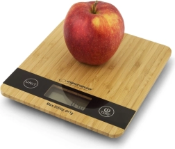 Báscula de cocina de bambú con pantalla grande