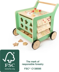 Andador de madera y cubo de actividades Small Foot para niños