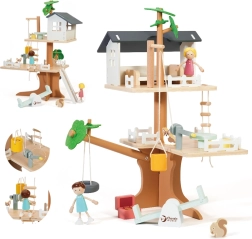 Classic World casita de muñecas de madera en el árbol, 31 piezas