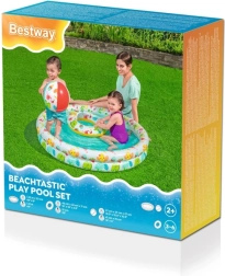 Piscina infantil hinchable Bestway 3 en 1 con pelota y flotador, 122 cm