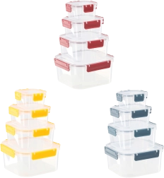 Juego de recipientes para alimentos con tapas y cierre hermético - 4 unidades