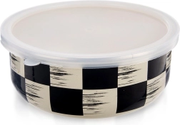Cuenco esmaltado con tapa Ajedrez 15,5 cm, 800 ml