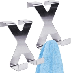 Ganchos dobles de acero para puerta, 2 uds.