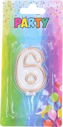 Vela de fiesta número 6 dorada