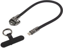 Cable USB-C Lanberg con colgante y correa 30 cm 240 W negro