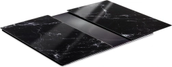 Vilde tablas de cortar de vidrio y cubierta para placa de cocción mármol negro 60 × 52 cm, 2 uds