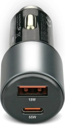 Cargador de coche 83 W con USB-C PD y USB-A QC3.0 negro