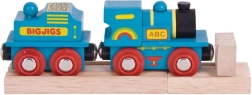 Locomotora azul con ténder y 2 raíles de Bigjigs Rail