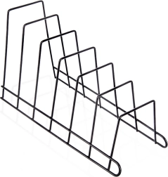 Soporte metálico para tapas y platos, negro, 34,5 × 14 × 19 cm