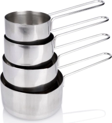 Jarras medidoras de acero inoxidable para cocina, set de 4 piezas