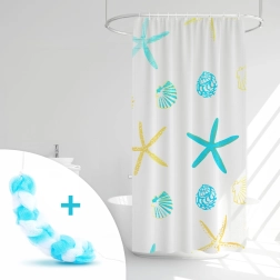 Cortina de ducha con esponja de baño, 180 × 180 cm - 1 unidad