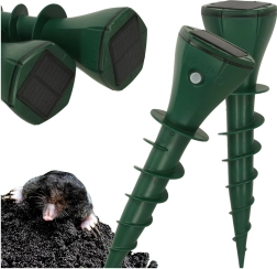 Repelente solar vibratorio para topos y roedores, juego de 2 uds