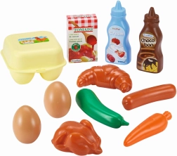 Desayuno infantil Écoiffier en red, set de alimentos de 11 piezas