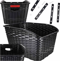 Cesta trasera de ratán para bicicleta para portaequipajes con reflector