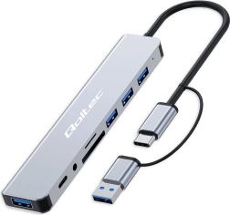 Adaptador HUB 8 en 1 USB-C/USB con soporte para tarjetas SD/TF y Jack 3.5mm