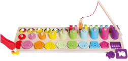 Set educativo de madera 4 en 1 con números, formas y pesca magnética