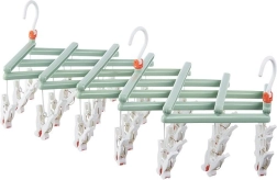 Tendedero plegable con pinzas, 29 clips, verde