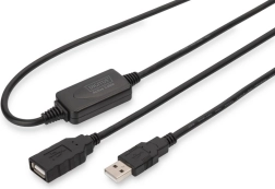 Cable de extensión activo USB 2.0 USB‑A (macho) a USB‑A (hembra) 10 m, negro