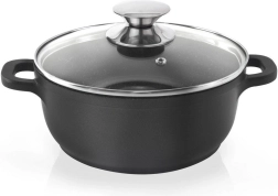 Olla de granito con tapa de vidrio GRANDE 24 cm, 4 l