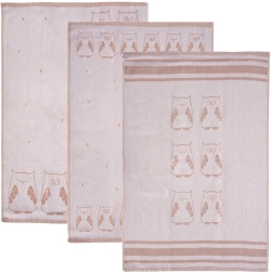 Paños de cocina de algodón Búho grises 70 × 50 cm - 3 uds.