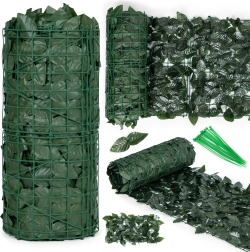 Valla de hiedra artificial 500 × 50 cm, pantalla verde oscuro para balcón y valla