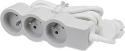 Cable alargador 3x2P+Z 1,5 m blanco/gris