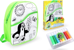 Mochila para colorear Topo con fondo verde 30 cm + 8 rotuladores