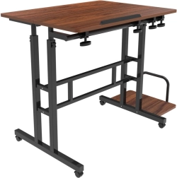 Mesa móvil con ruedas regulable en altura con tablero inclinable 80 × 60 cm, capacidad de carga 50 kg