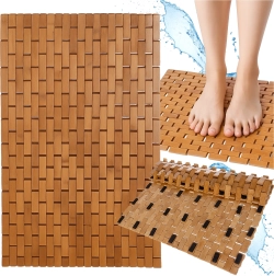 Alfombrilla de baño de bambú antideslizante RUHHY 80 × 50 cm