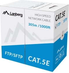 Cable de red FTP Cat.5e CU 305 m, conductor macizo, gris