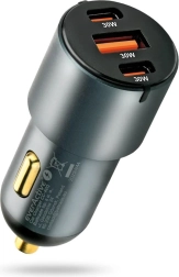 Cargador de coche 60 W con USB‑C PD y USB QC3.0 (1× USB, 2× USB‑C) negro