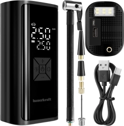 Compresor eléctrico inalámbrico para neumáticos con batería externa y linterna LED