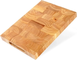 Tabla de cortar de madera de caucho 35 × 25 cm, reversible con asas
